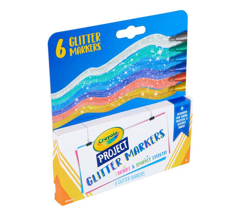 Crayola Project Glitter Markers, 6 Count